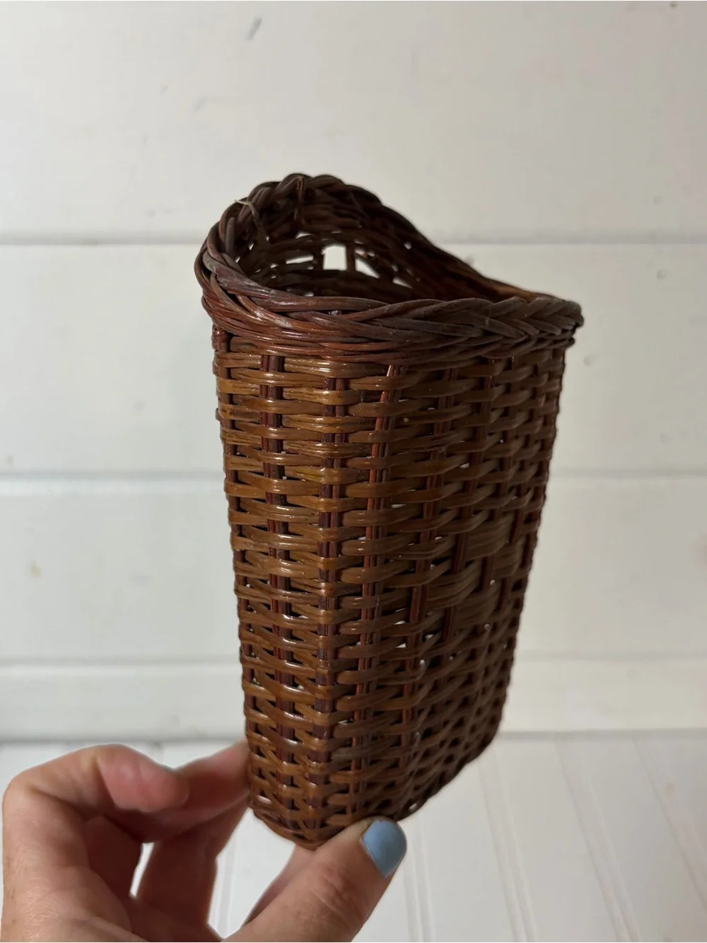 Vintage Mini Wicker Wall Pocket Basket
